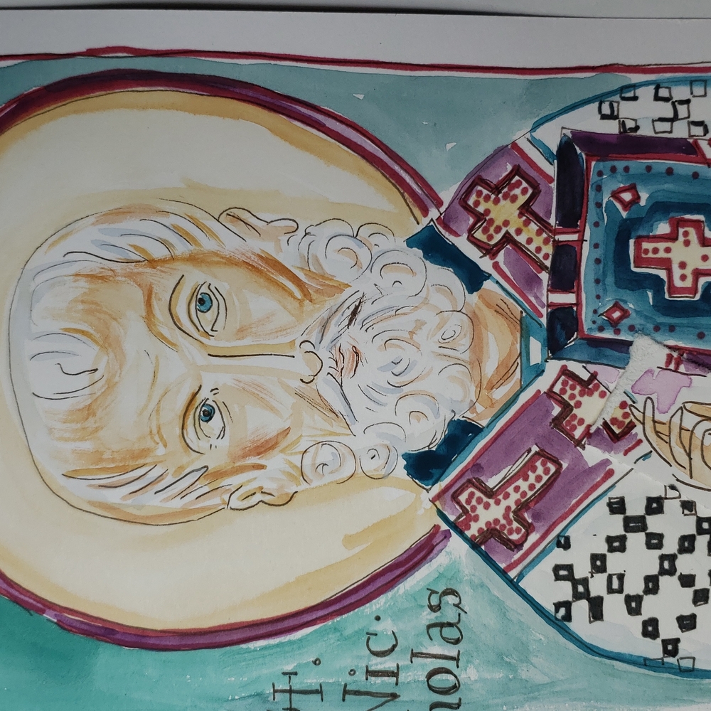 Nice Light Watercolor of St. Nicholas in time for Xmas planning